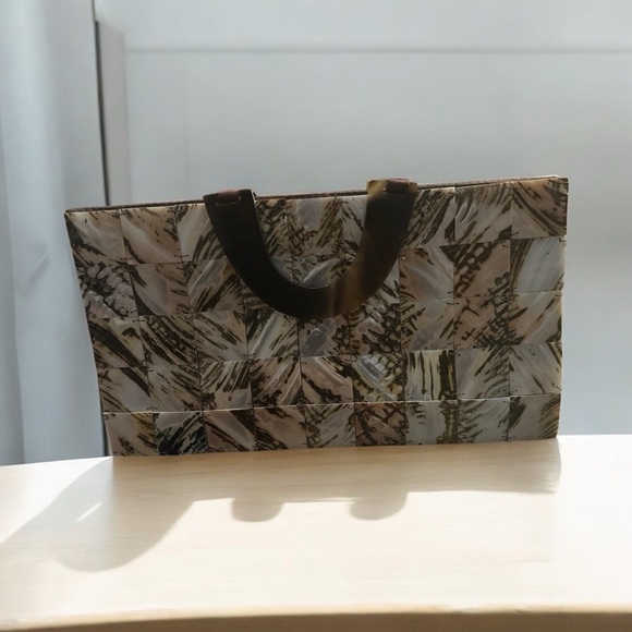 TICO Collection Shell Tile Handbag | Brown Tortoiseshell Look | Vintage Style - Picture 4 of 7